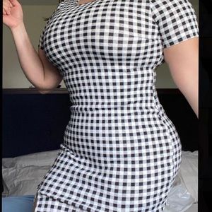 Checked body con dress